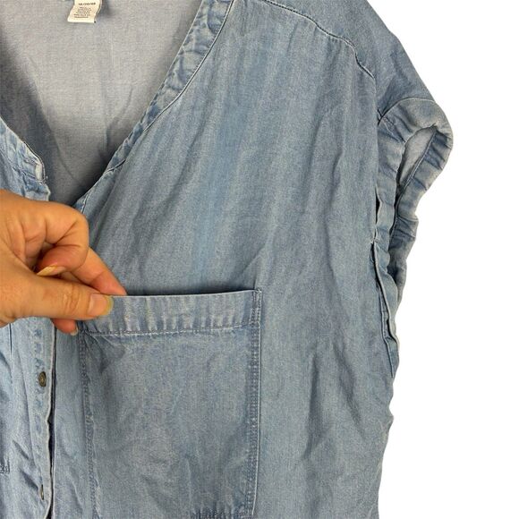 Daily Ritual Blue Chambray Shirt Dress Sz 16 XL Short Sleeve Casual Lyocell - Picture 4 of 10